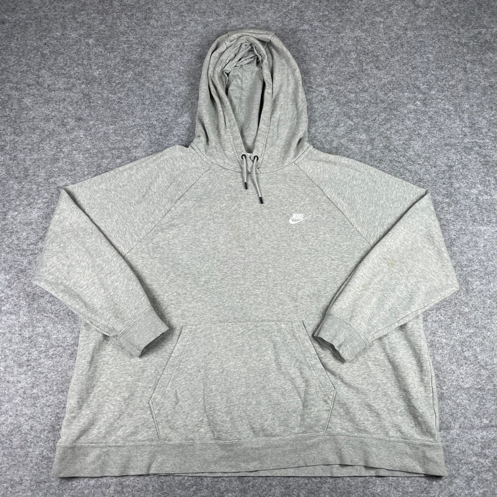 Nike Hoodie Womens 3X Grey Sportswear Essential Fleece Pullover DR6248-063